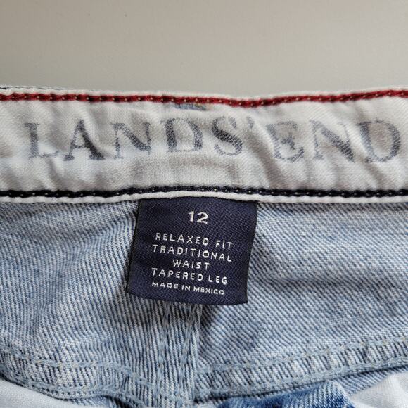 Land's End Vintage Relaxed Fit Tapered Leg Jeans Light Wash Size 12 - Picture 11 of 13